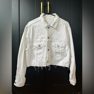 Brandy Melville Cropped White Denim Jacket